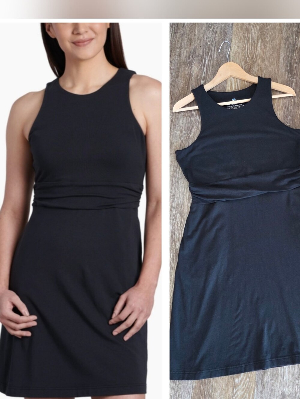 Kuhl Skyla Black Sleeveless Knit Dress Soft Cotton Modal A -Line Abovee The Knee
